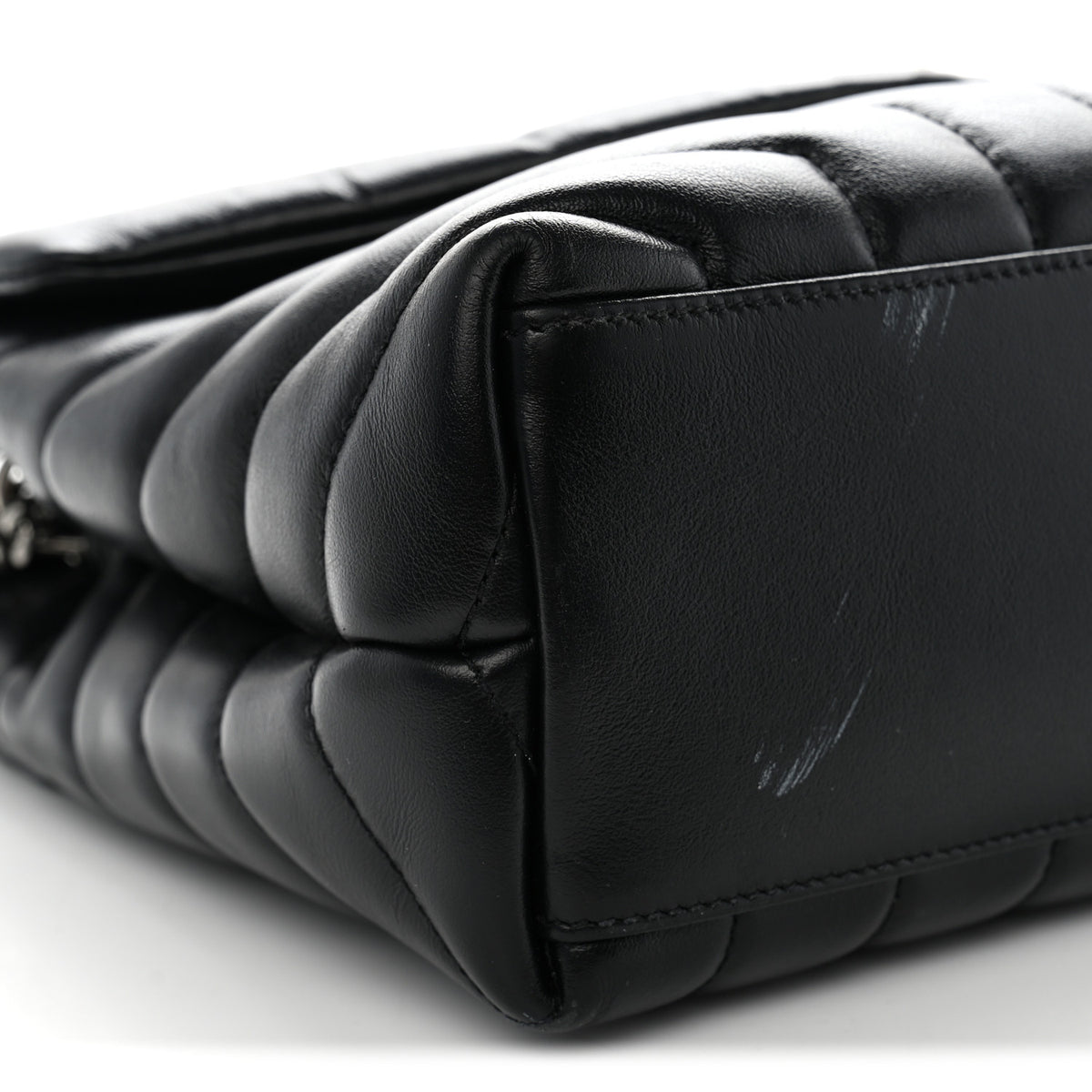Calfskin Y Quilted Monogram Small Loulou Chain Satchel Black