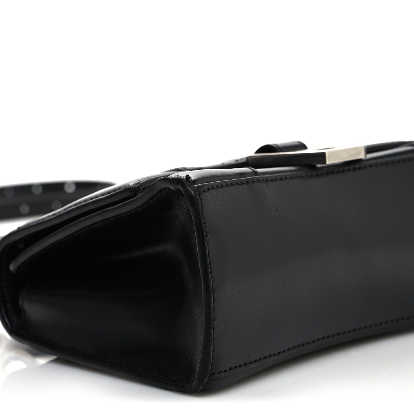 Box Calfskin Graffiti Logo Hourglass Top Handle Bag XS Black Silver