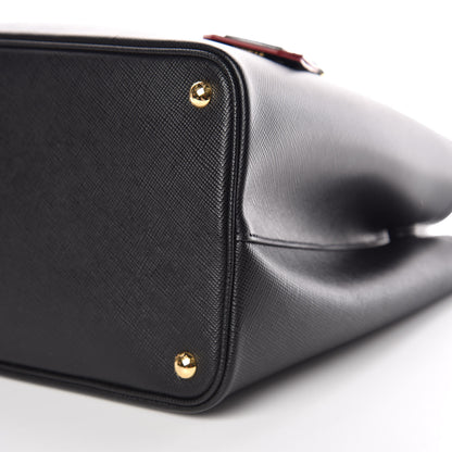 Prada Saffiano Cuir Large Double Bag Black Fuoco 7 of 11