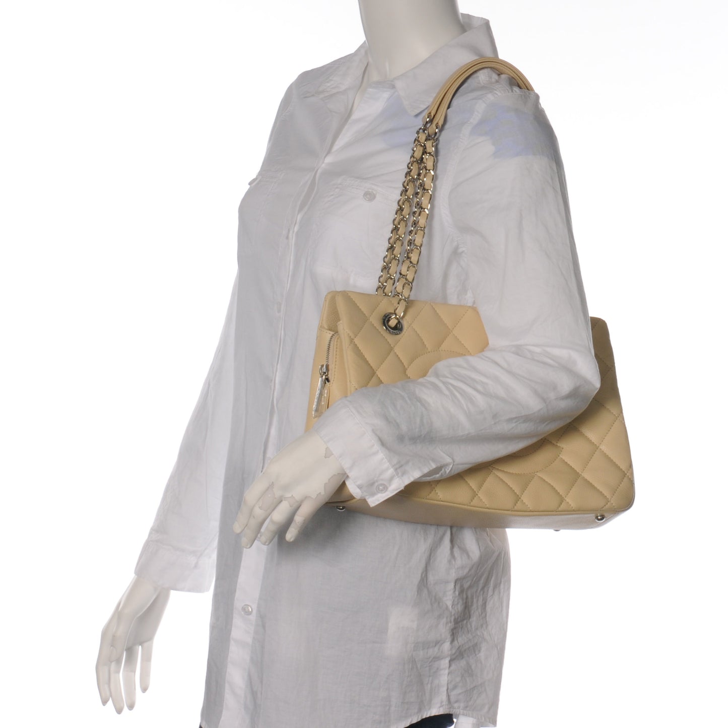 Caviar Timeless CC Shopping Tote Beige