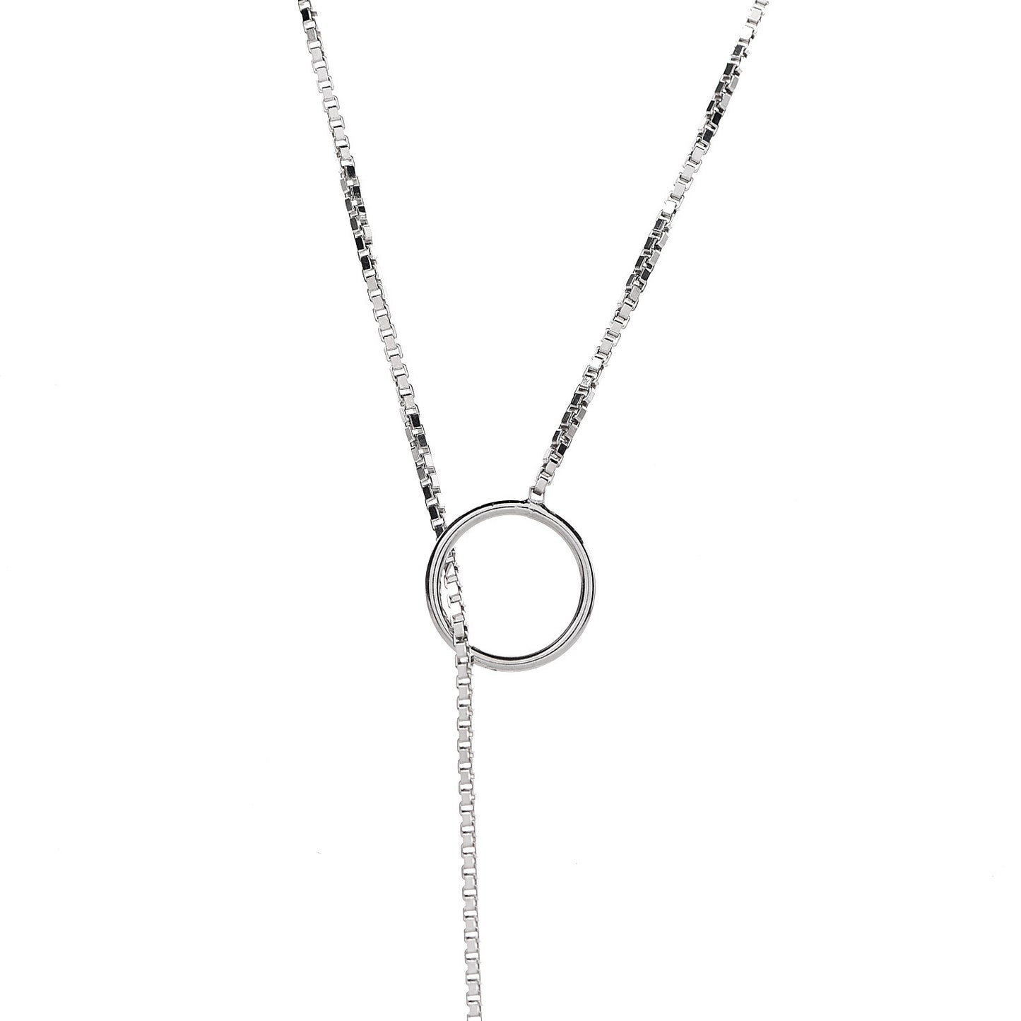 18K White Gold 20mm Lariat Necklace