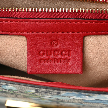 Gucci GG Supreme Monogram Blooms Medium Padlock Shoulder Bag Beige Blue Navy Hibiscus Red 6 of 10