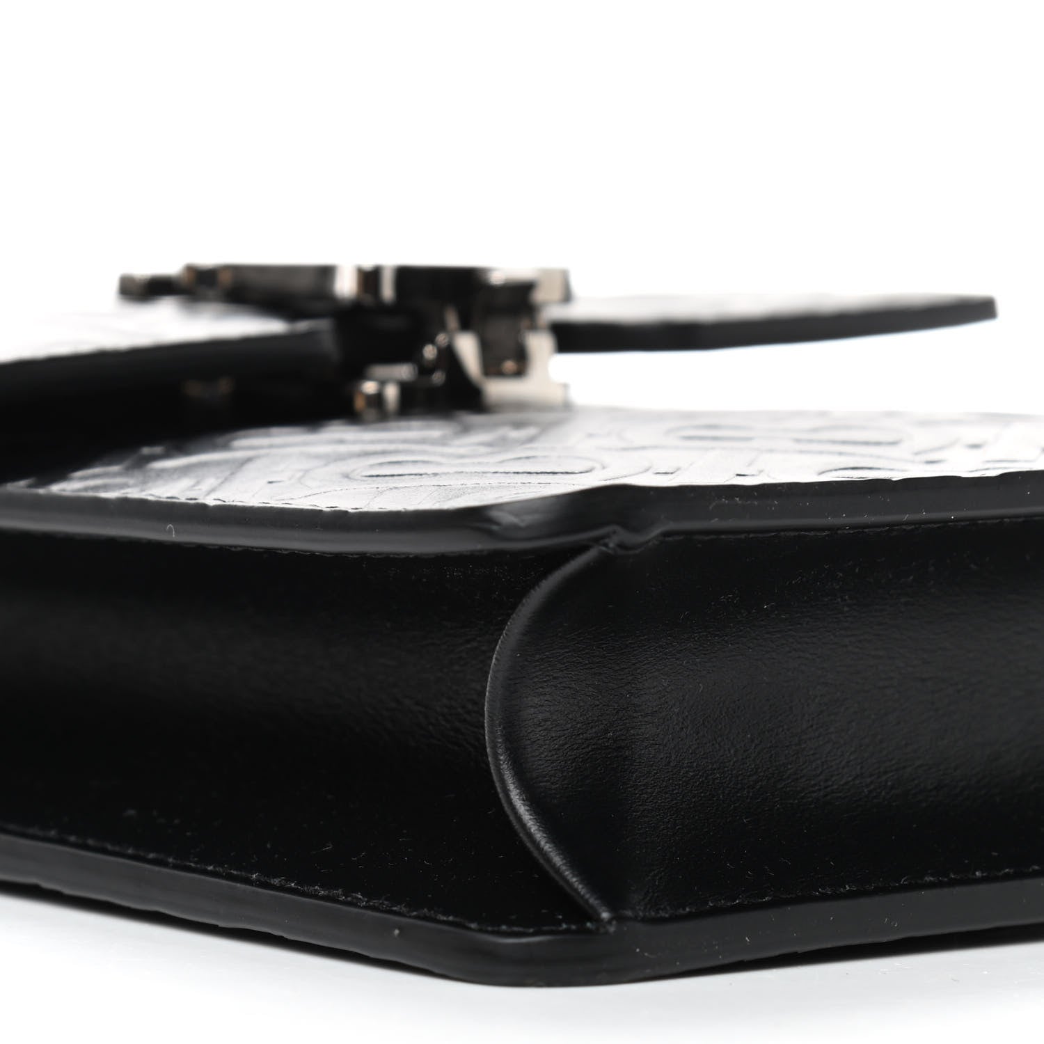 Burberry Calfskin Embossed Monogram TB Robin Bag Black 7 of 8