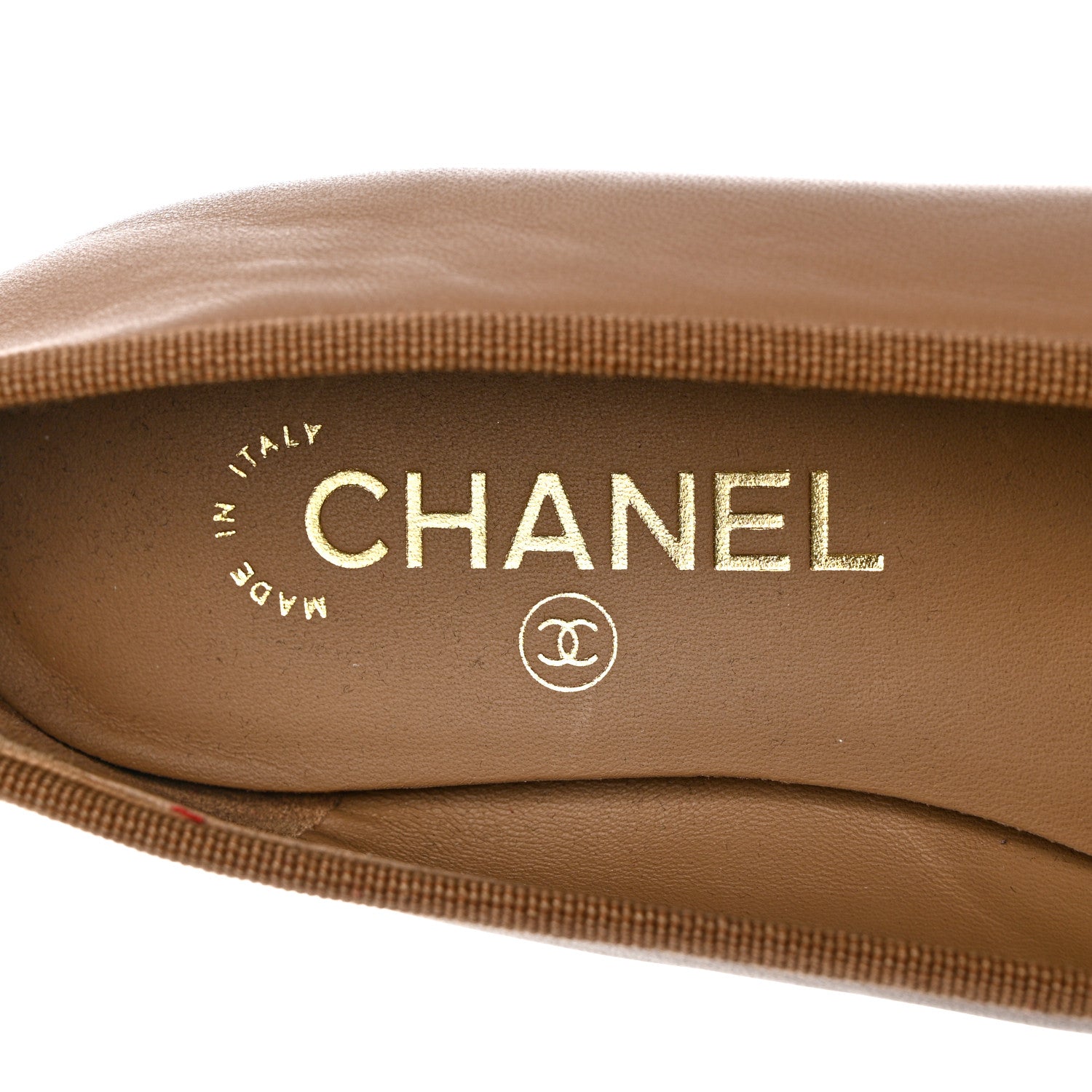 Chanel Lambskin Cap Toe CC Ballerina Flats 37 Beige Black 7 of 10