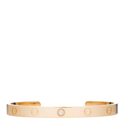 Cartier 18K Yellow Gold 1 Diamond LOVE Cuff Bracelet 18 1 of 3