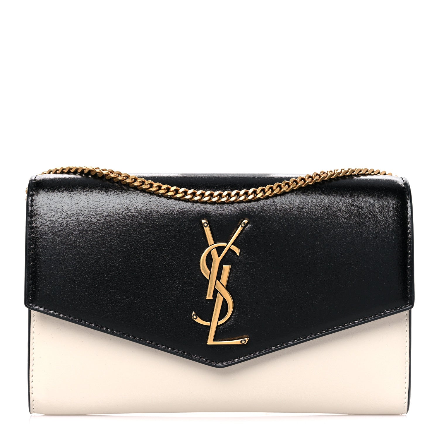Saint Laurent Smooth Shiny Calfskin Uptown Chain Wallet Black Crema Soft 3 of 12