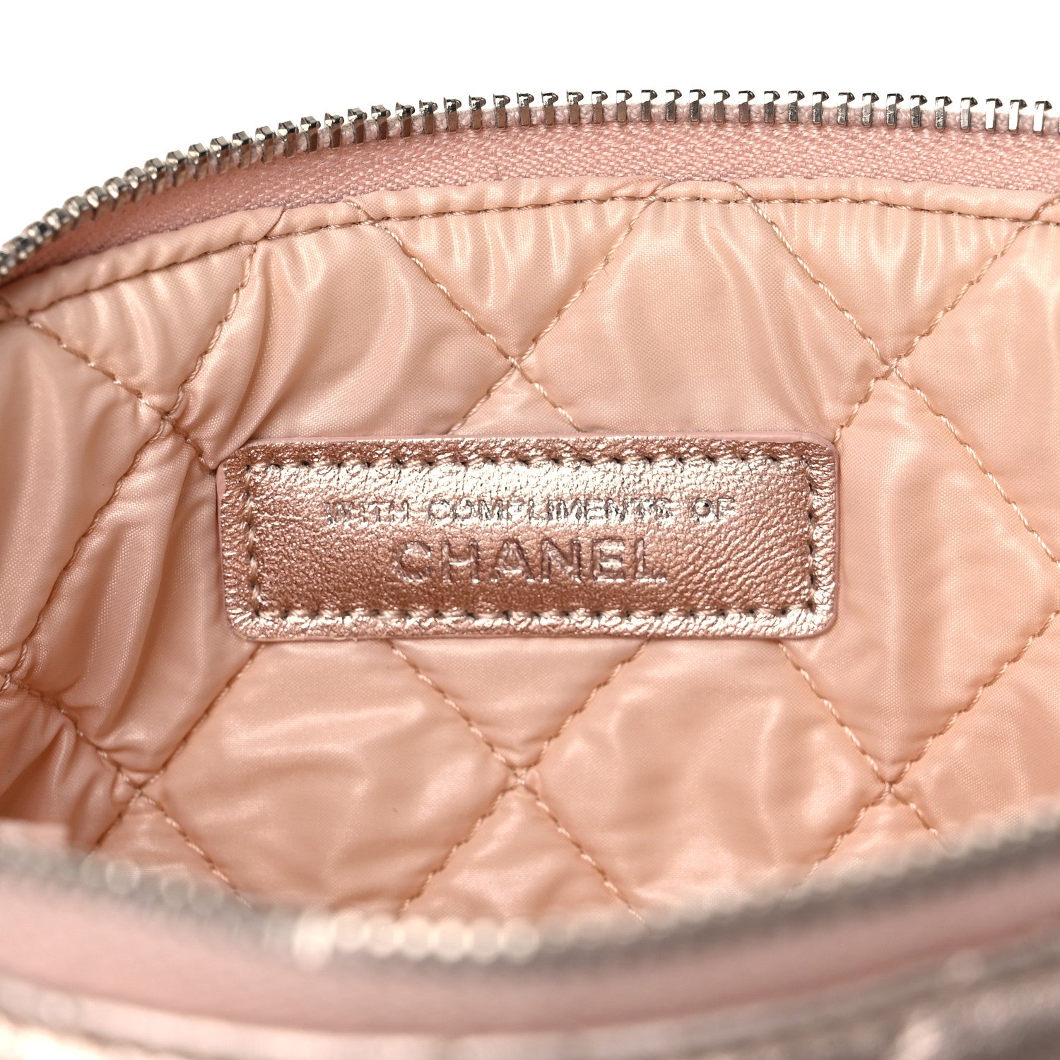 Chanel Metallic Lambskin Quilted Cosmetic Pouch Light Gold 6 of 11
