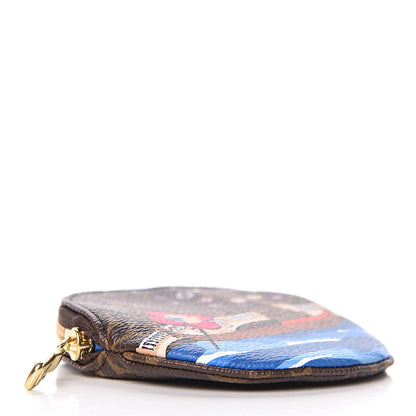 Louis Vuitton Monogram 2019 Christmas Animation Round Coin Purse Blue 4 of 8