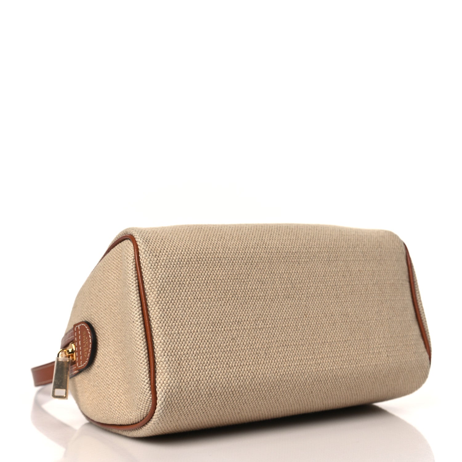 Celine Triomphe Textile Calfskin Small Boston Bag Natural Tan 4 of 9