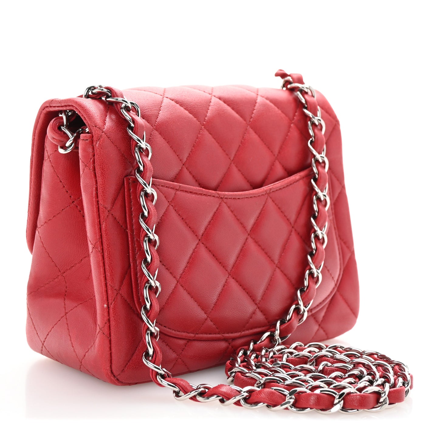 Lambskin Quilted Mini Square Flap Red