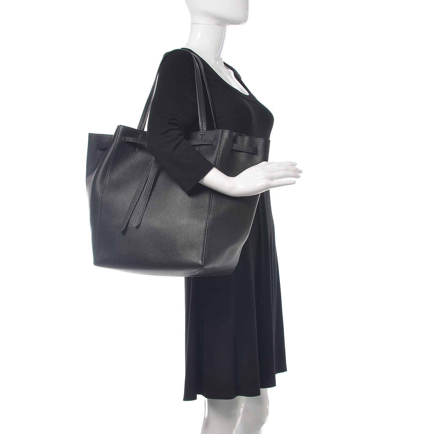Celine Soft Grained Calfskin Medium Belt Cabas Phantom Black 2 of 10
