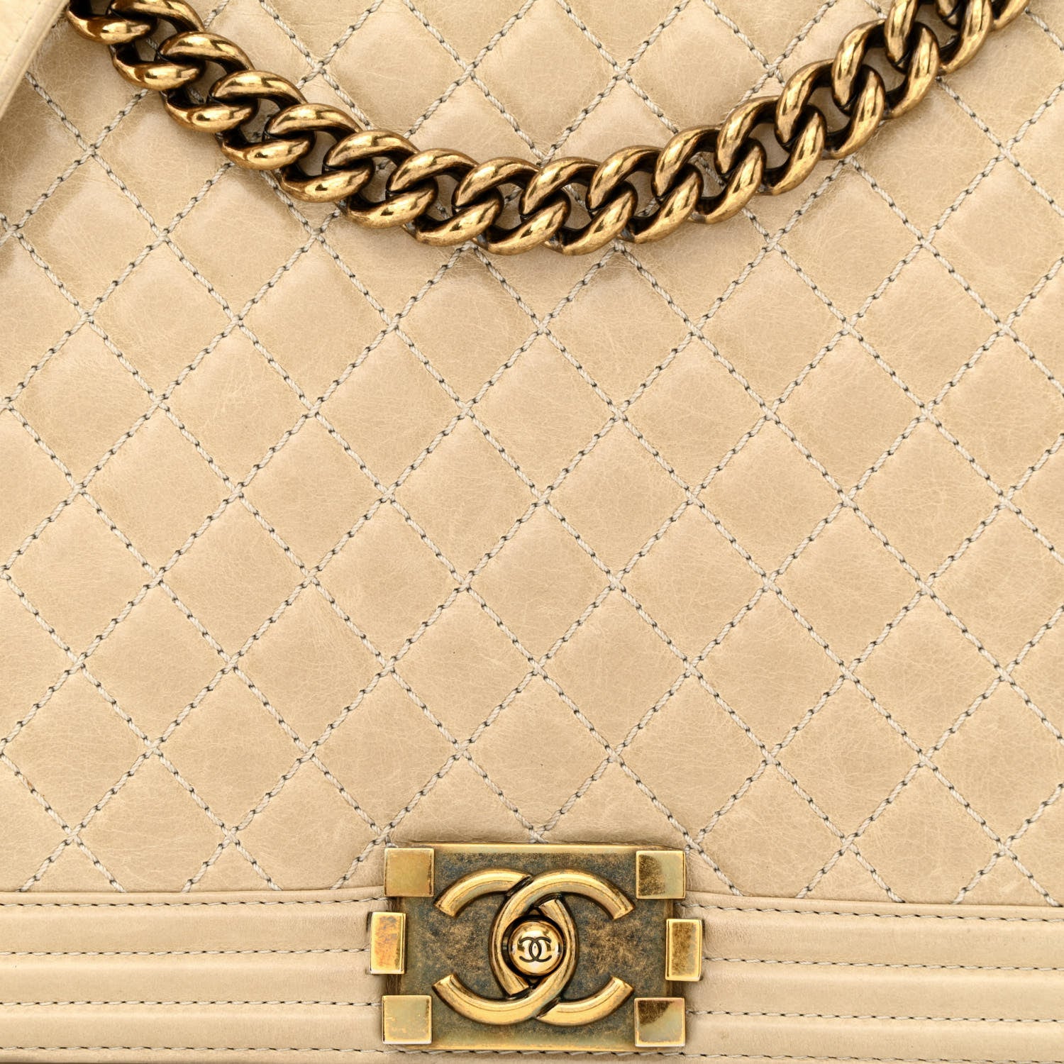 Chanel Glazed Calfskin Quilted Large Boy Flap Beige 8 of 12