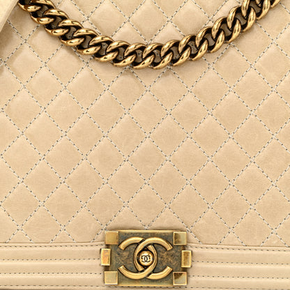 Chanel Glazed Calfskin Quilted Large Boy Flap Beige 8 of 12