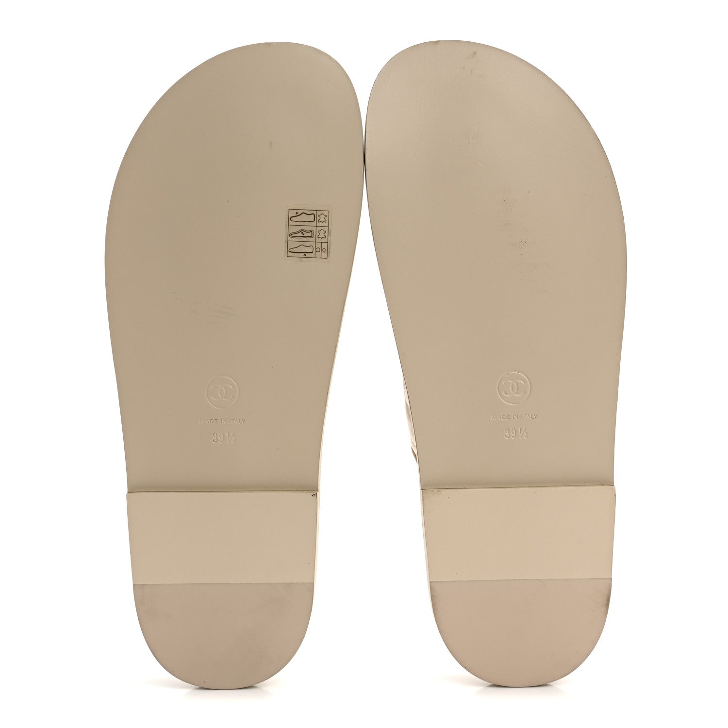 Chanel Shiny Calfskin Quilted Velcro Dad Crystal CC Slide Sandals 39.5 Beige 6 of 9