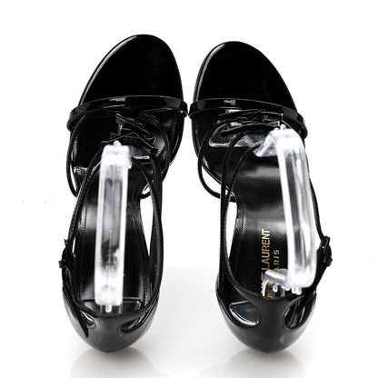 Saint Laurent Patent Cassandra 100 Sandals 40 Black 2 of 8