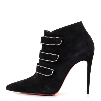 Christian Louboutin Veau Velour Strass Triniboot 100 Booties 36.5 Black 1 of 10