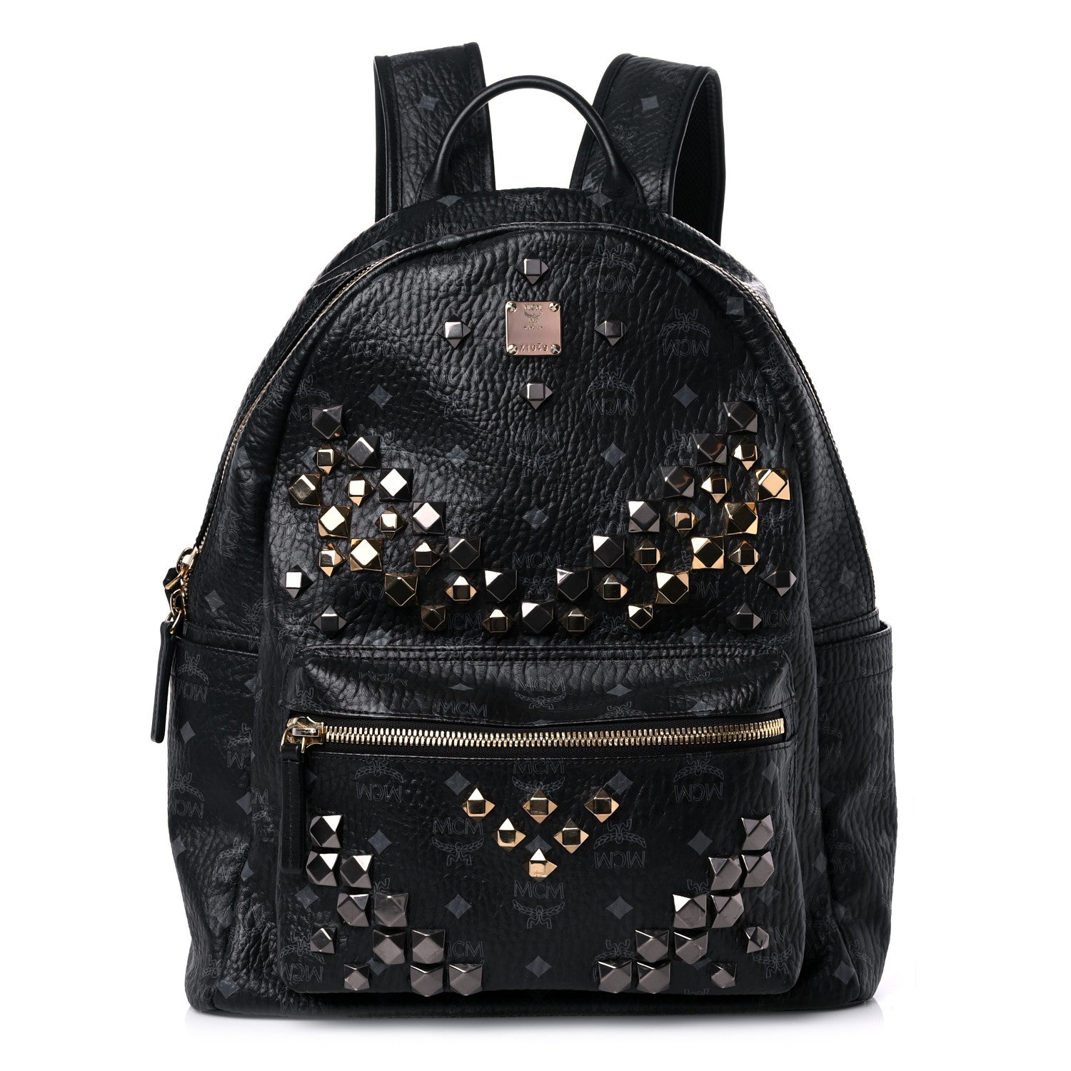 MCM Visetos Studded Medium Stark M Backpack Black 1 of 21