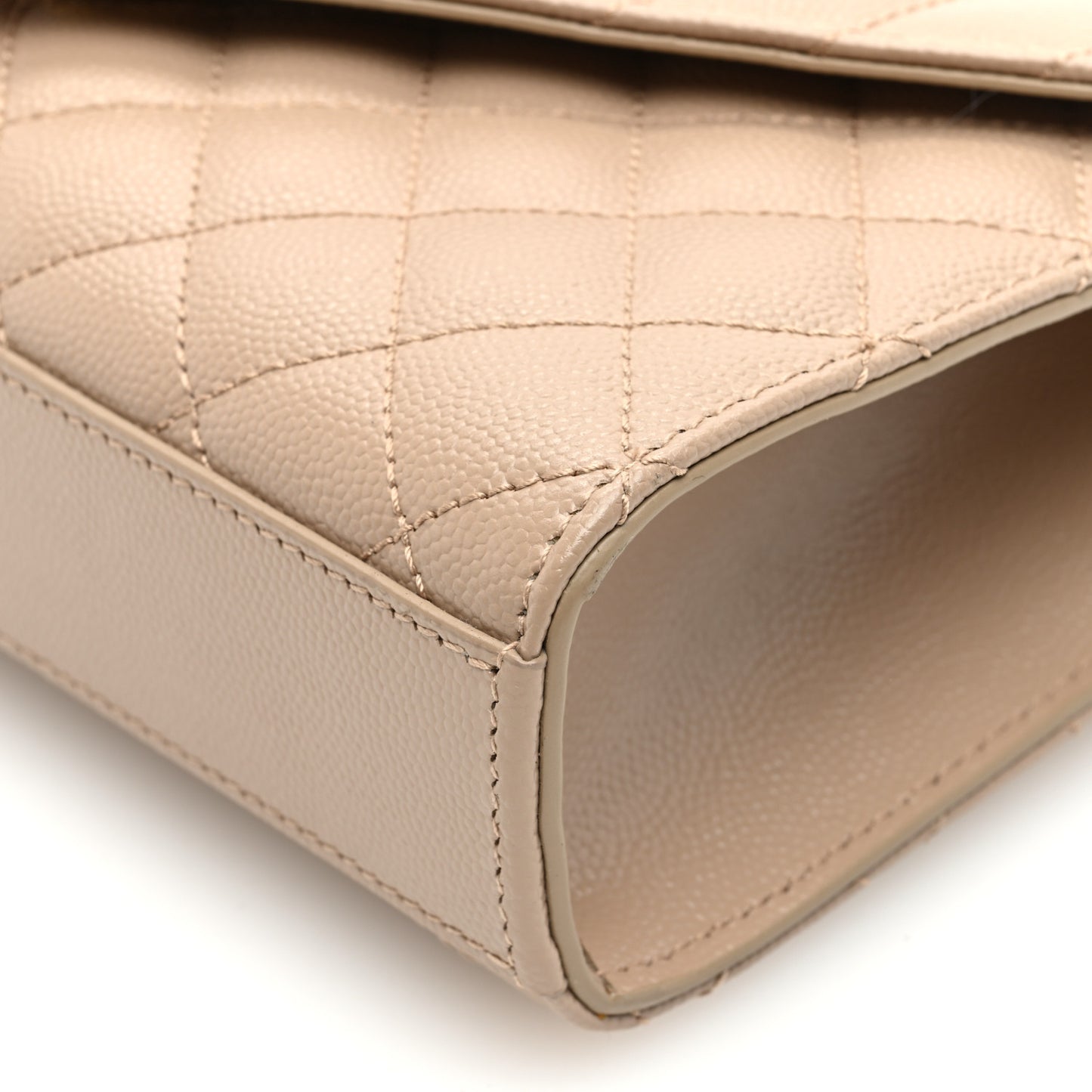 Grain De Poudre Textured Mixed Matelasse Triquilt Small Monogram Satchel Dark Beige