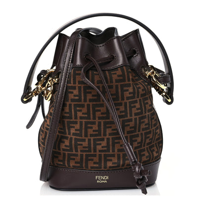Fendi Suede Vitello King F is Fendi Micro FF Mini Mon Tresor Bucket Bag Sigaro Marrone Ebano 1 of 11