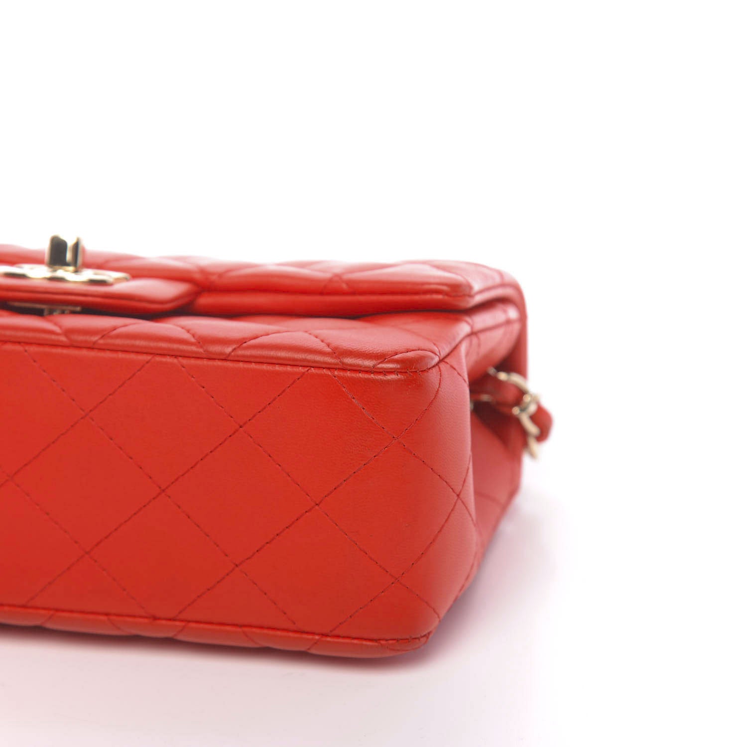 Chanel Lambskin Quilted Mini Rectangular Flap Red 7 of 10