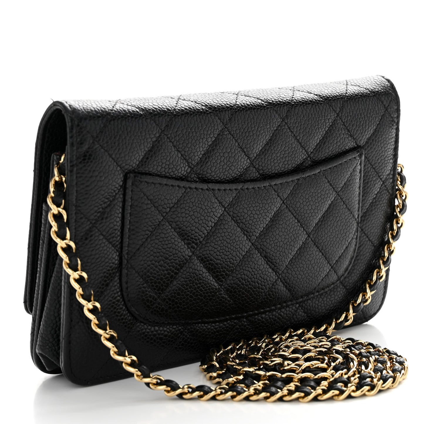 Caviar Quilted Wallet on Chain WOC Black