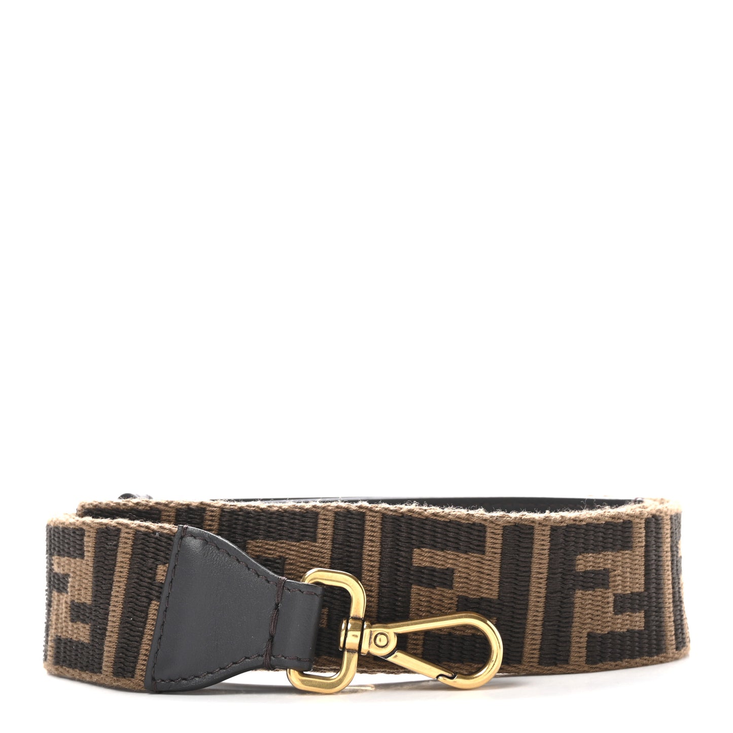 Ribbon Vitello Century FF 1974 Flat Studded Strap You Fango Marrone Ebano
