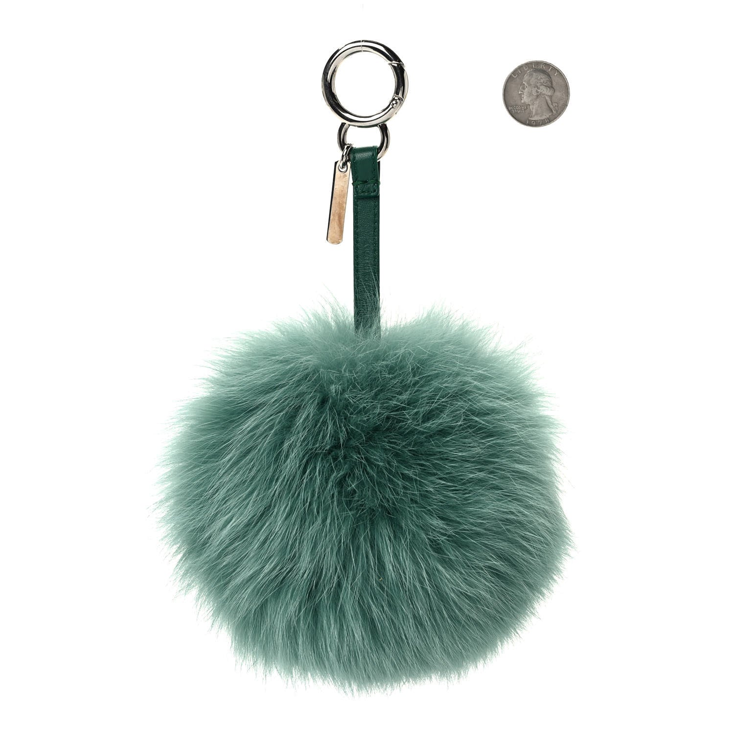 Fendi Fox Fur Shiny Nappa Bi-Color D ABCharm Bag Charm Green Black Emerald 2 of 5