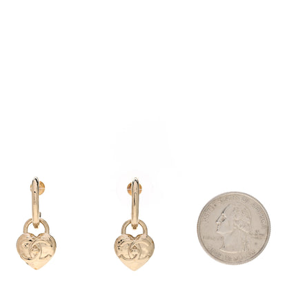 Chanel Metal CC Heart Turnlock Drop Earrings Gold 2 of 5