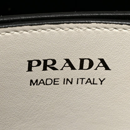 Prada Saffiano Cuir Small Matinee Tote White Black 7 of 11