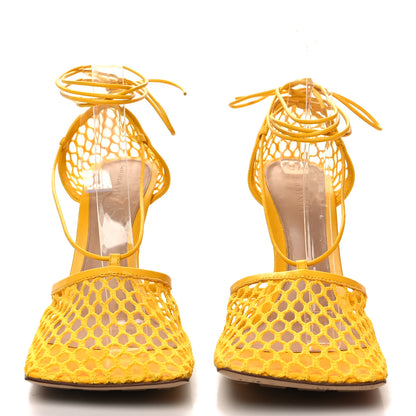 Bottega Veneta Mesh Nappa Stretch Ankle Tie Sandals 40.5 Egg Yolk 2 of 7