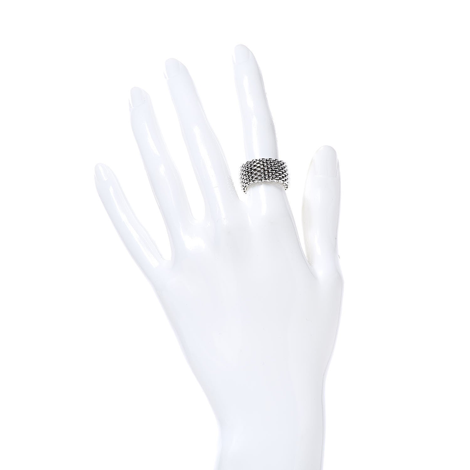 Tiffany Sterling Silver Mesh Somerset Ring 50 5.5 2 of 4
