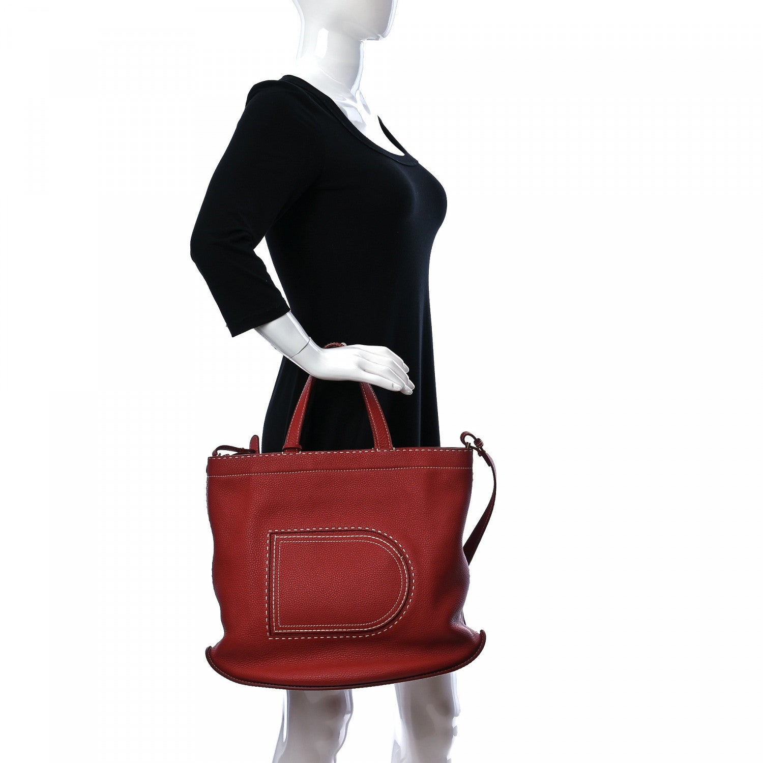 Delvaux Taurillon Le Pin Tote Scarlet Red 3 of 9