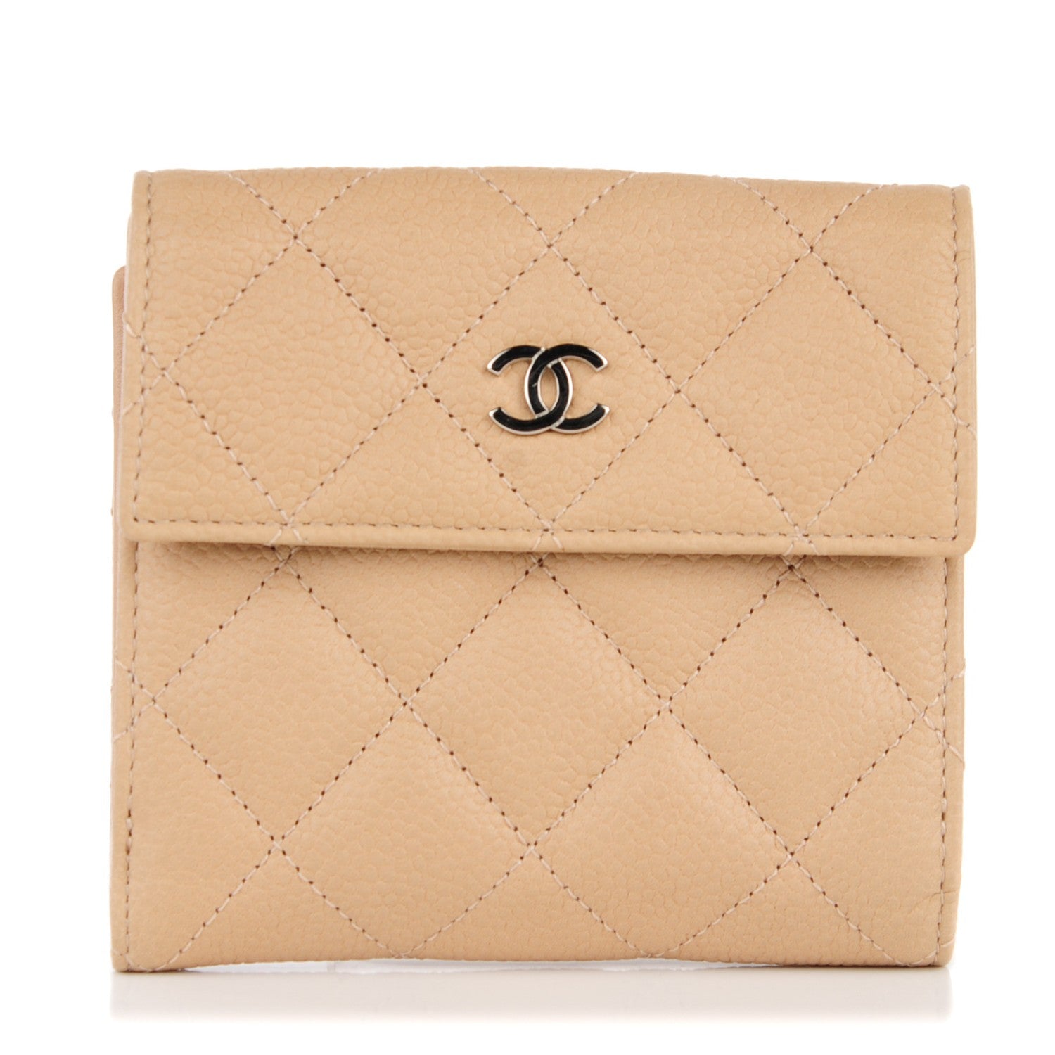 Chanel Caviar Quilted Compact Flap Wallet Beige 1 of 8