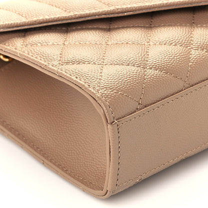 Saint Laurent Grain De Poudre Textured Mixed Matelasse Triquilt Small Monogram Satchel Cork 10 of 11