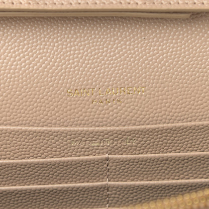 Saint Laurent Grain De Poudre Mixed Matelasse Triquilt Monogram Chain Wallet Dark Beige 6 of 11