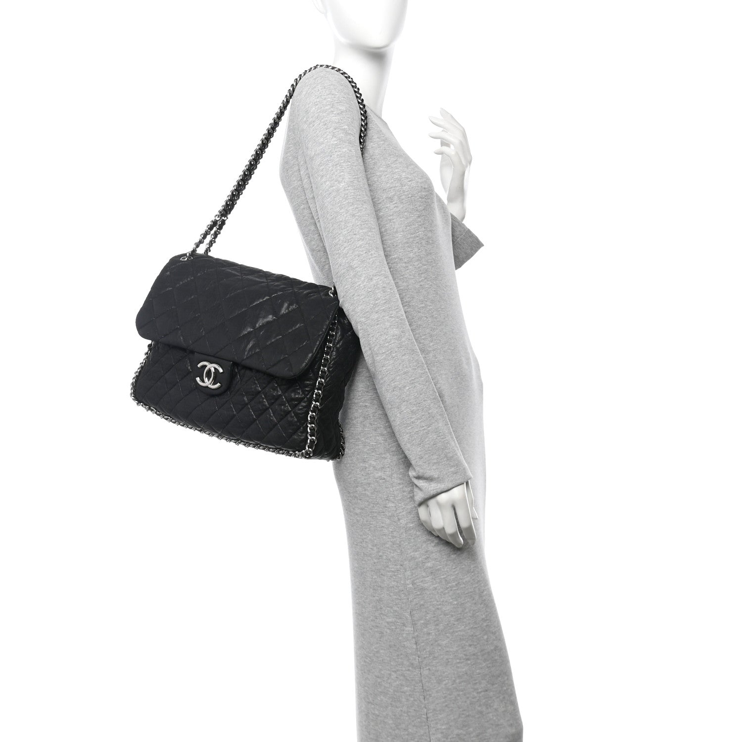 Chanel Washed Lambskin Quilted Maxi Chain Around Flap Black 2 of 11
