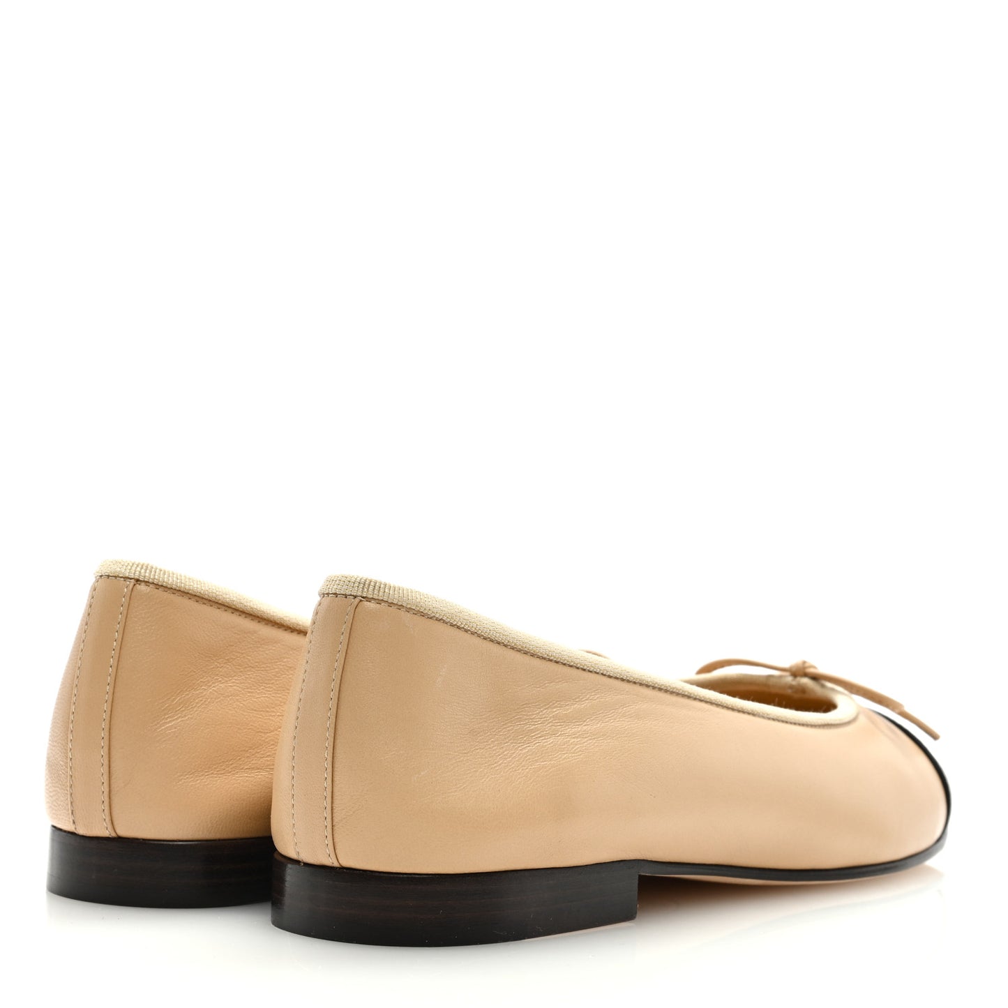 Lambskin Cap Toe CC Ballerina Flats 38.5 Beige Black
