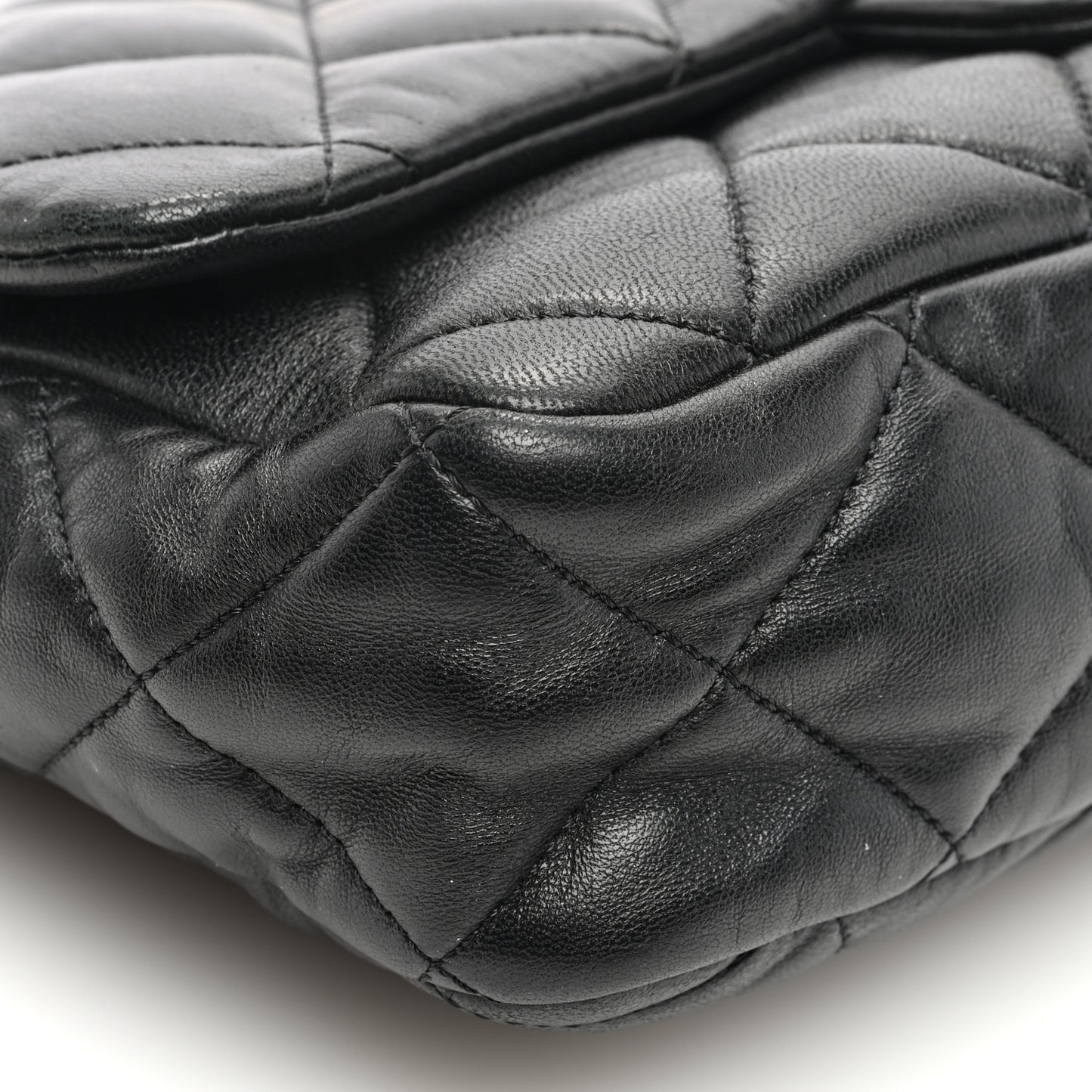Lambskin Quilted Large CC Funky Town Flap Black