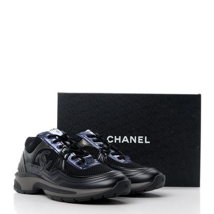 Chanel Fabric Laminated Calfskin Stretch CC Womens Sneakers 39.5 Black 9 of 9
