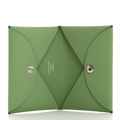 Hermes Epsom Calvi Card Case Vert Criquet 5 of 8