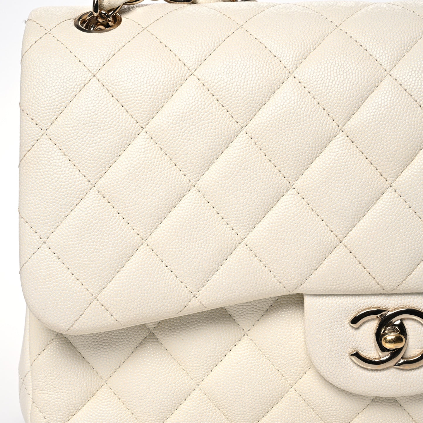 Caviar Quilted Jumbo Double Flap White