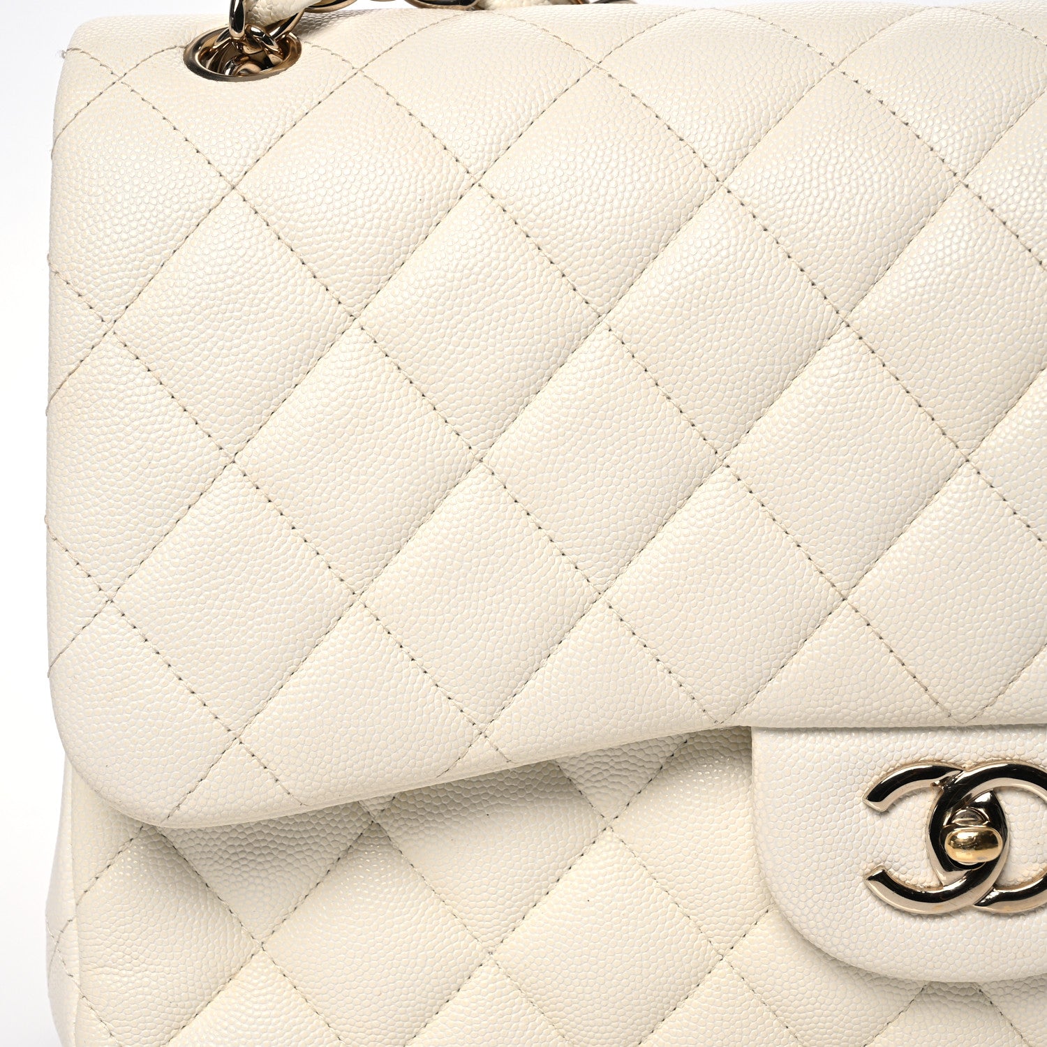 Chanel Caviar Quilted Jumbo Double Flap White 9 of 22