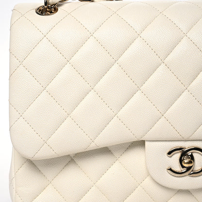 Chanel Caviar Quilted Jumbo Double Flap White 9 of 22