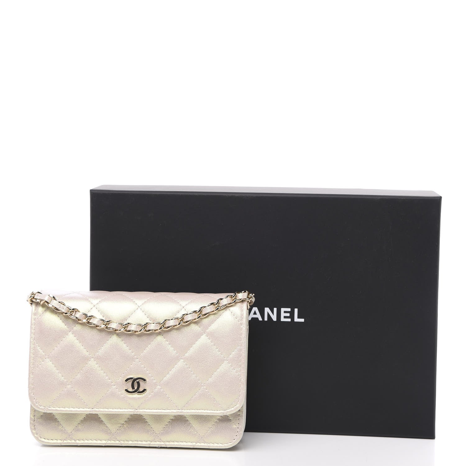Chanel Iridescent Lambskin Quilted Mini Wallet On Chain WOC Ivory 10 of 10
