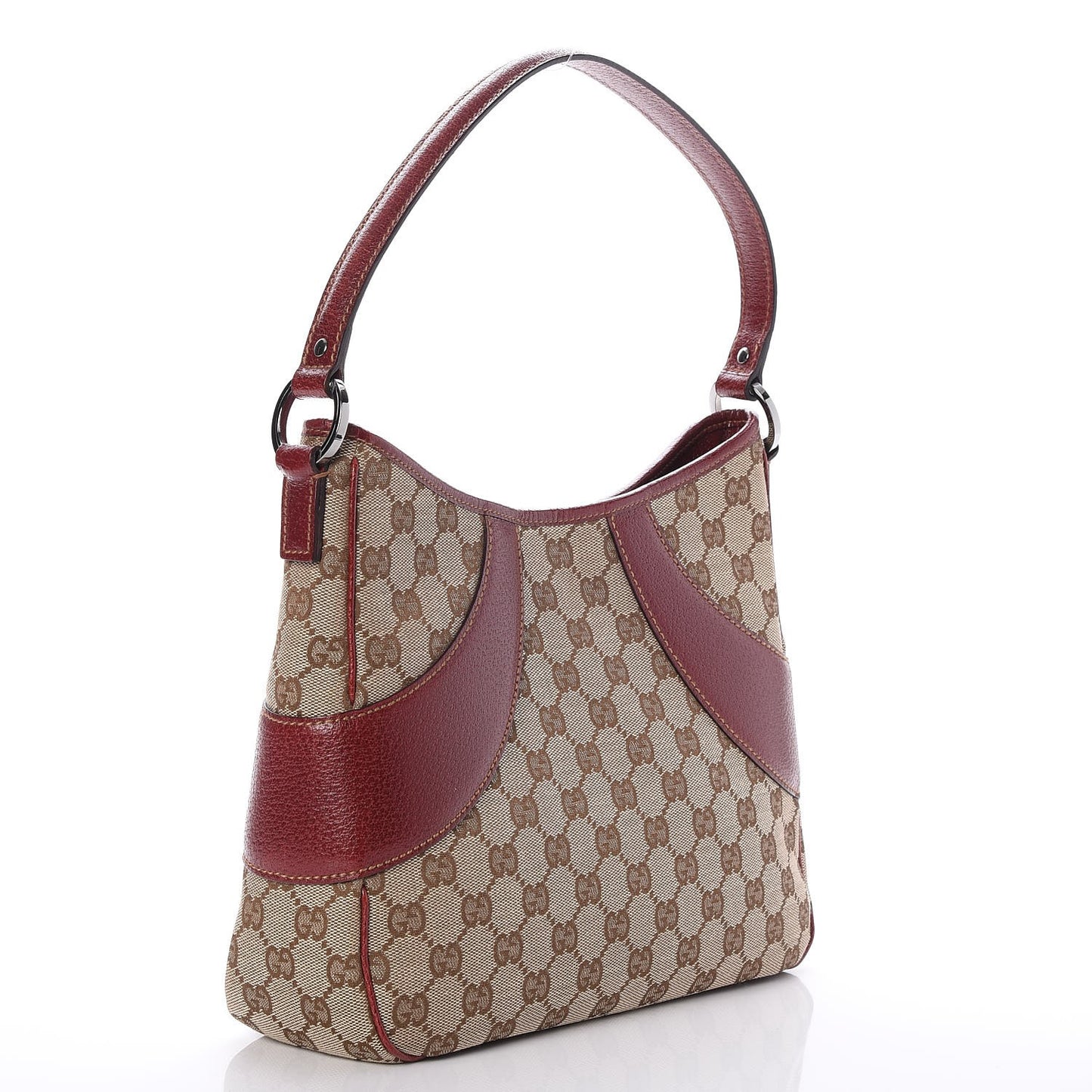 Monogram Calfskin Shoulder Bag Hobo Red