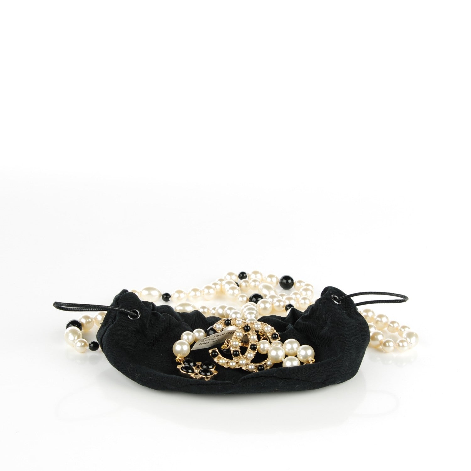 Chanel Pearl Beaded Crystal CC Belt 90 White Gold 4 of 6