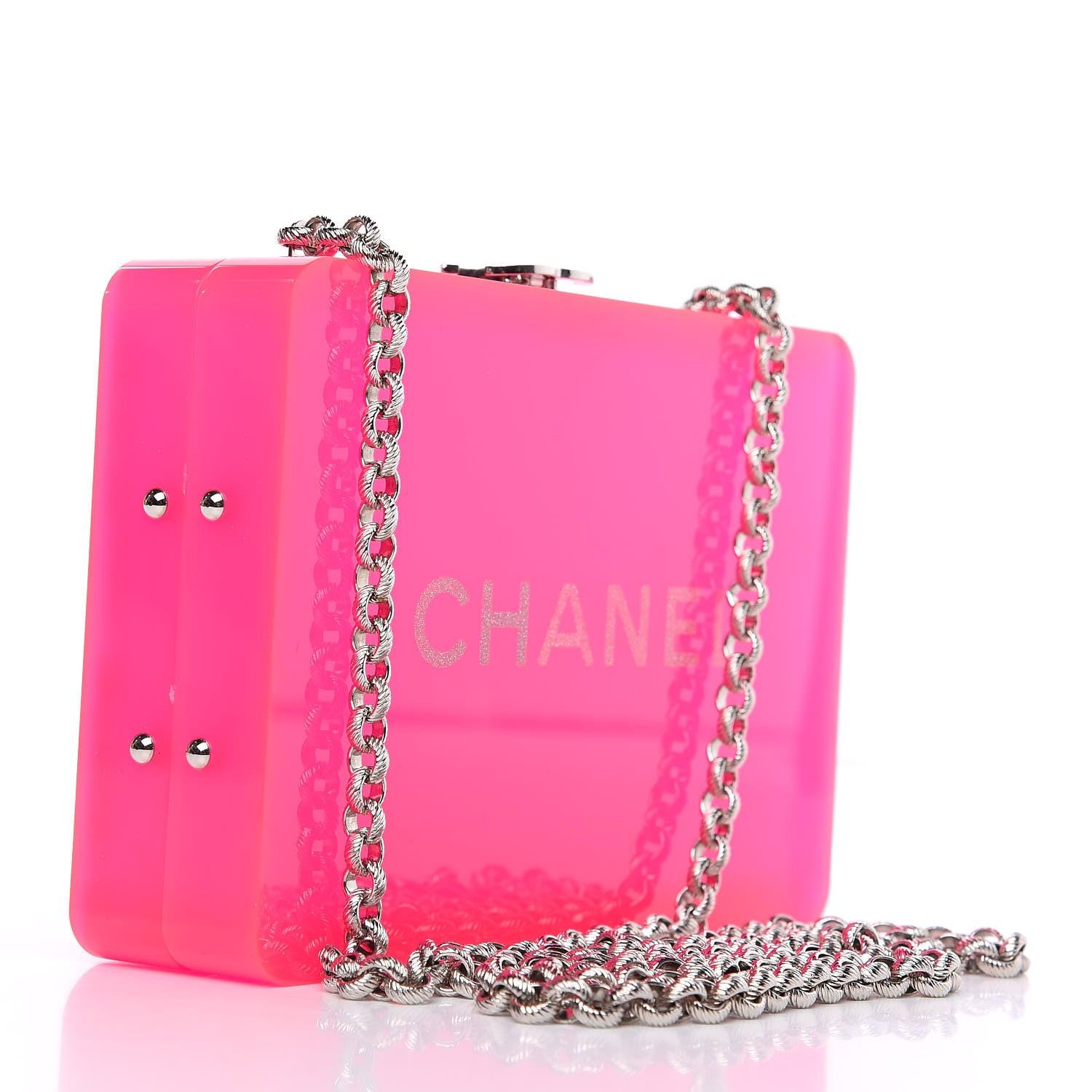 Chanel Plexiglass Strass Motherboard Minaudiere Clutch Pink 3 of 11