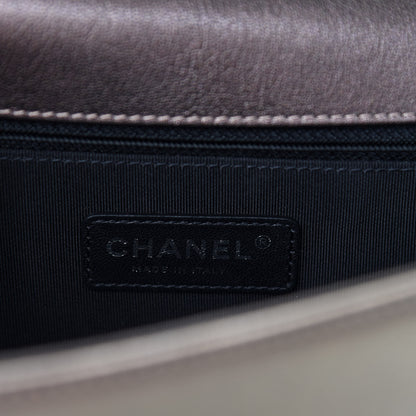 Chanel Iridescent Goatskin Quilted New Medium Boy Flap Dark Gold 8 of 11