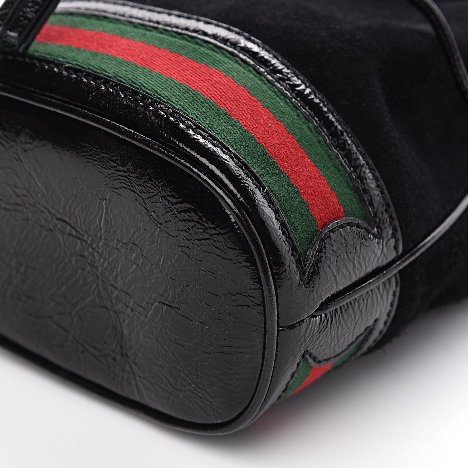 Gucci Suede Patent Web Mini Ophidia Bucket Bag Black 8 of 8