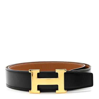 Hermes Box Togo 32mm H Belt 80 Black Gold 1 of 6